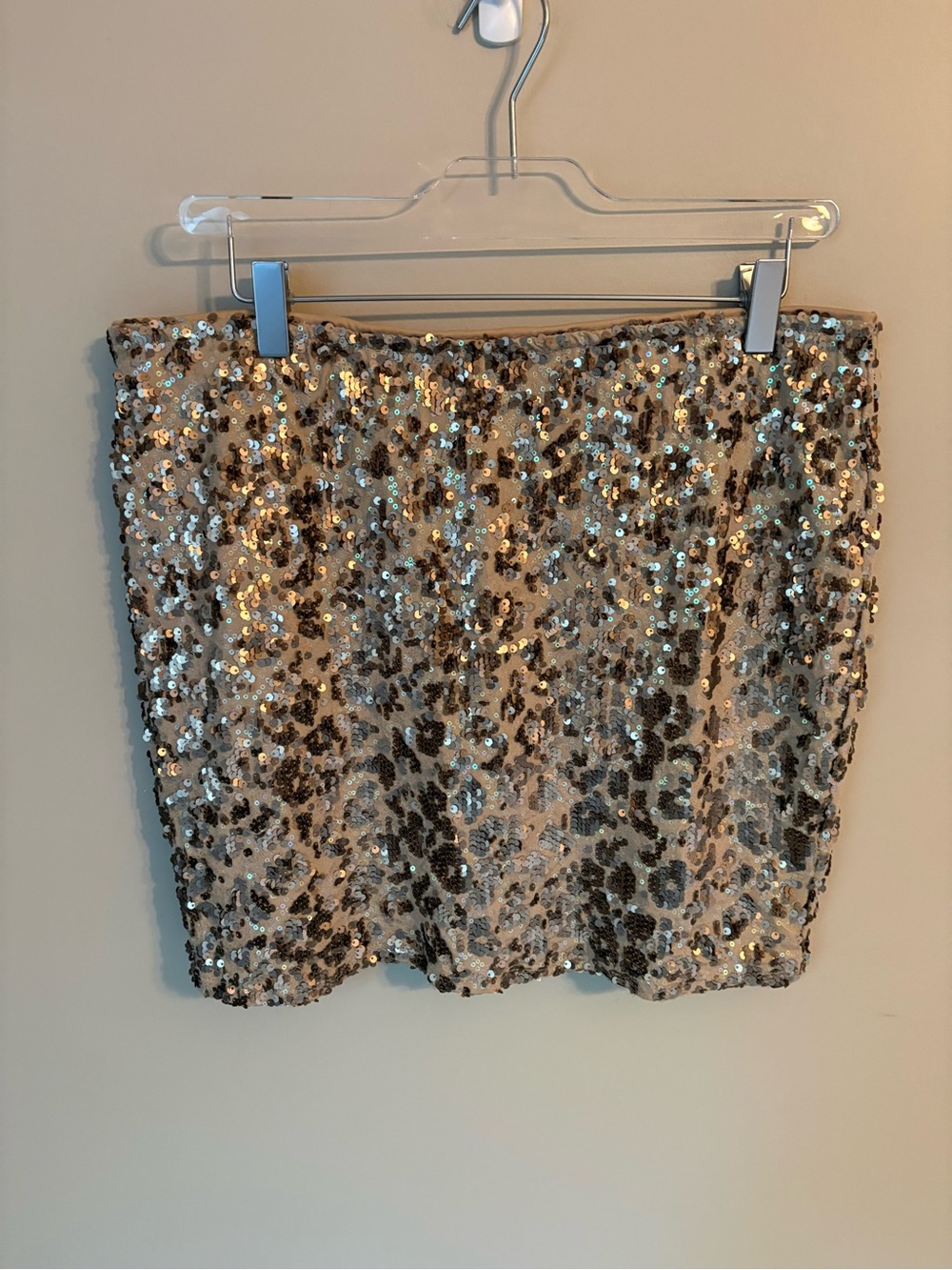 Lily White Sequin Mini Skirt in Champagne | Women's XL